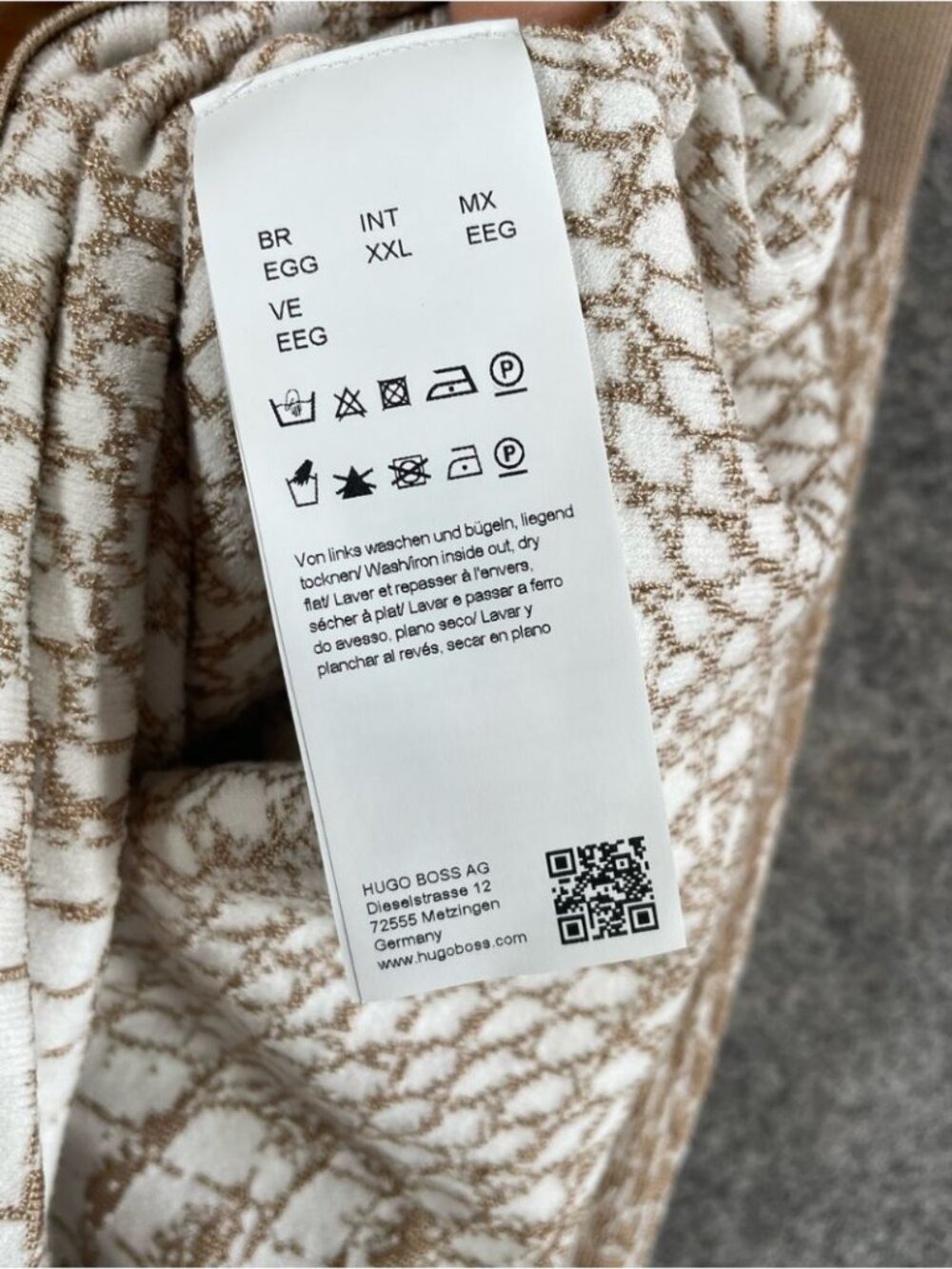 BOSS Hugo Boss Croccodile Print Knit Dress Beige XXL Quiet Luxury Career Midi - Picture 8 of 12